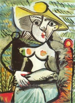  eau - Frau au chapeau assise 1971 kubist Pablo Picasso